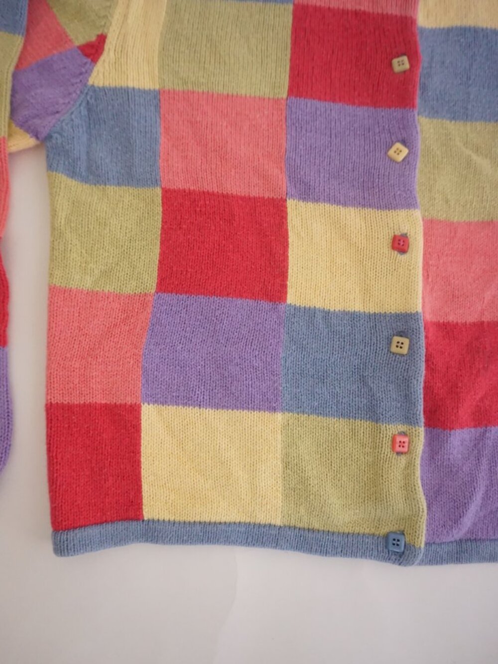 Vintage Christopher & Banks Multicolor Check Plaid Button Knit Cardigan L - Picture 7 of 9